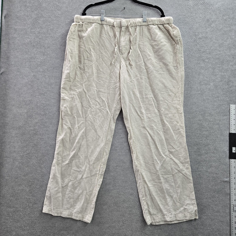 Liz Claiborne Women Pants XL Brown Cotton Linen Wide Leg 29" Inseam